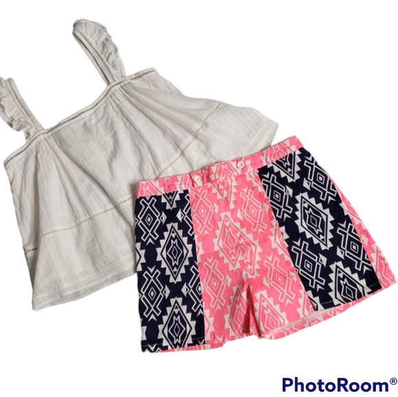 Flying Tomato Summer Neon Pink Print Bootie Boho Festival Shorts Beach JR Large - Picture 3 of 13